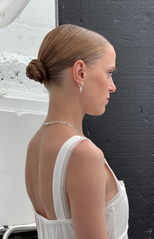 Emilia Small Hoops Silver White