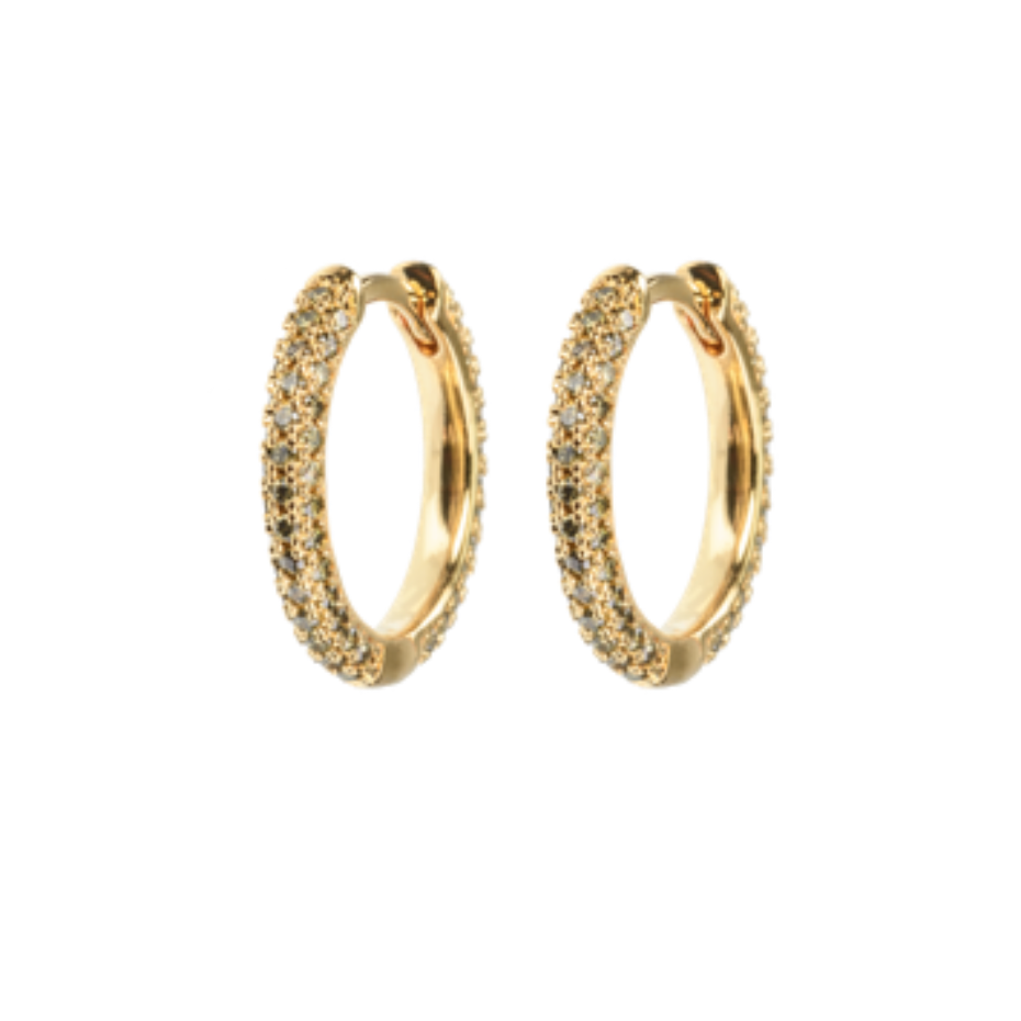 Emilia Medium stone covered hoops Army