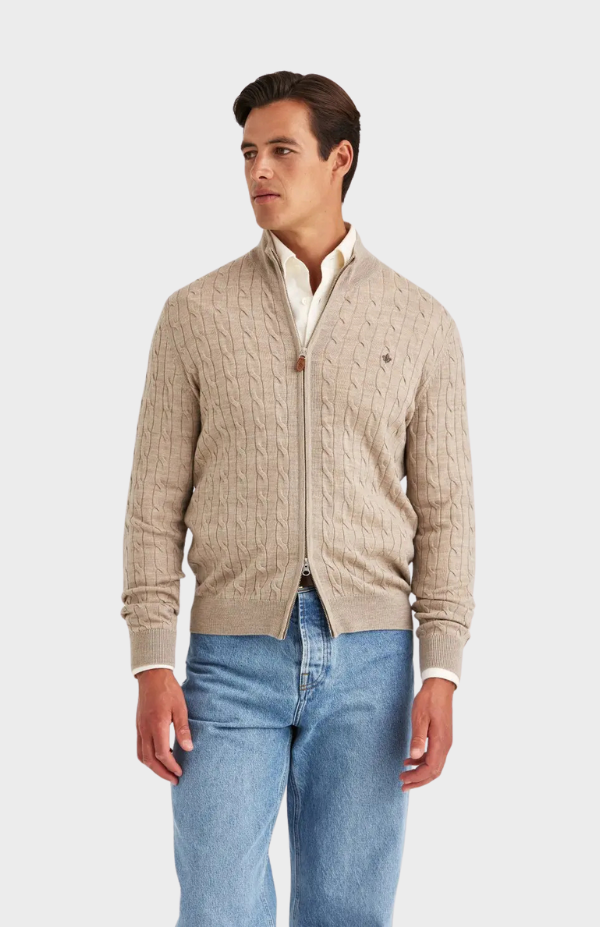 Merino Cable Zip Cardigan