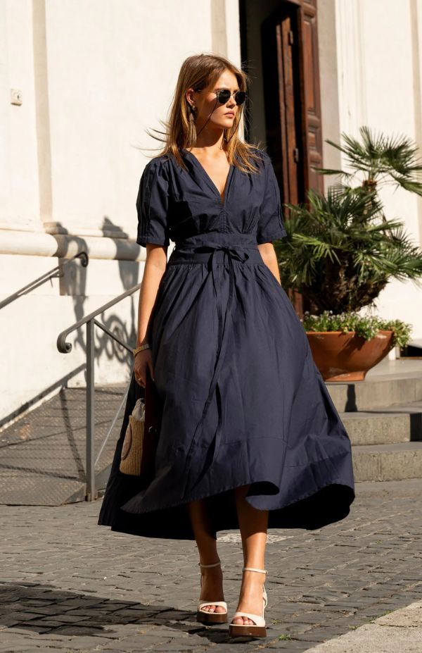 Maria Dress Marine Poplin