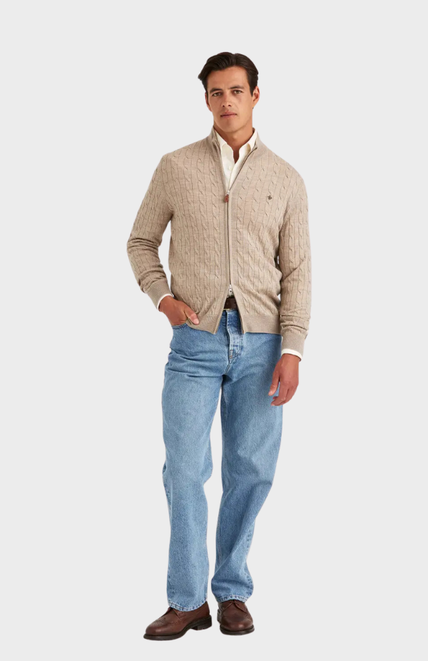 Merino Cable Zip Cardigan