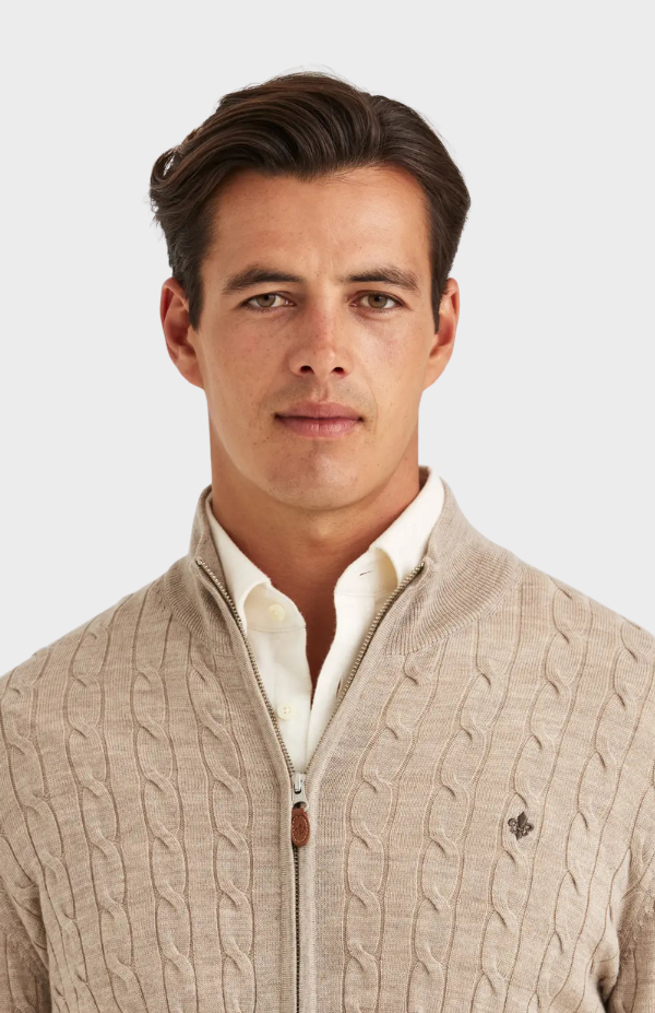 Merino Cable Zip Cardigan