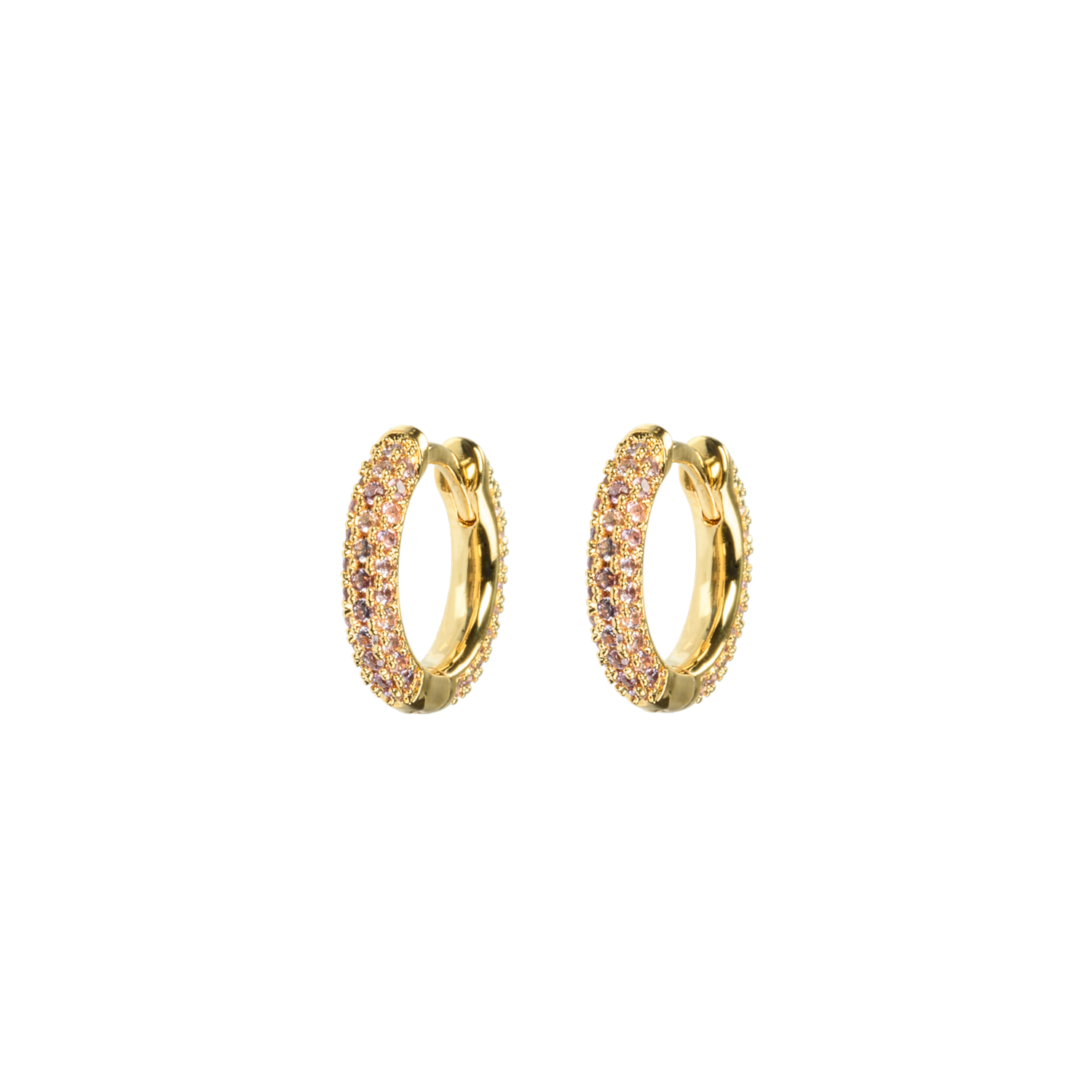 Emilia Small stone covered hoops Brown