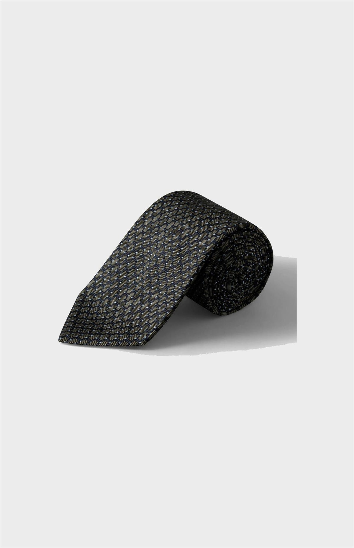 Dark green Geometric Woven Silk Tie