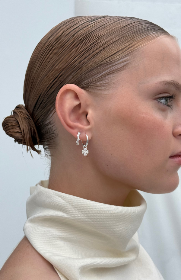 Emilia Mixed Medium Hoops Silver