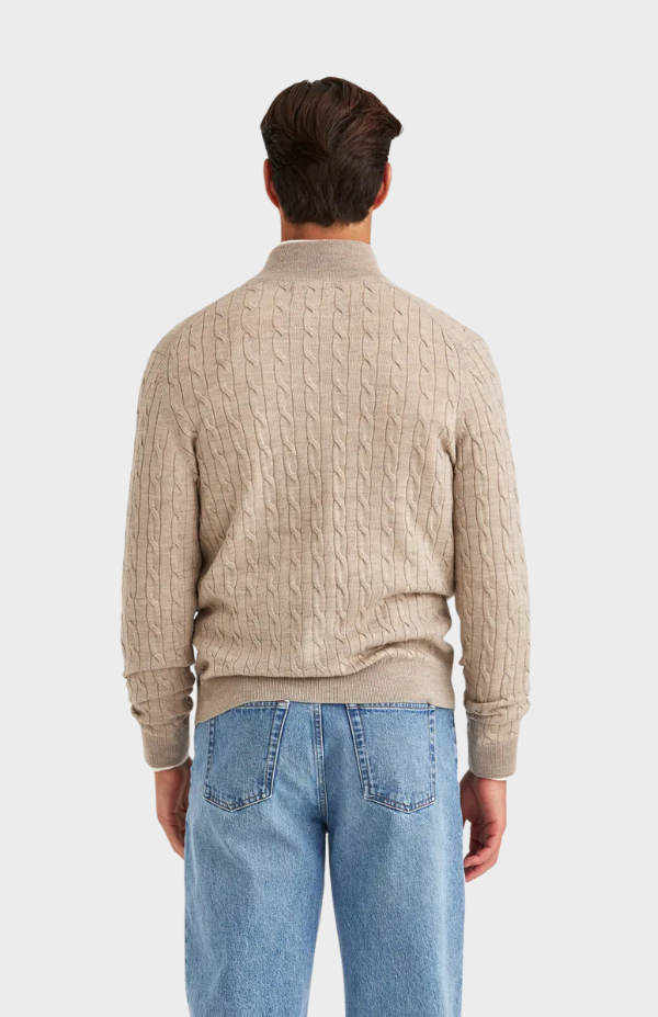Merino Cable Zip Cardigan