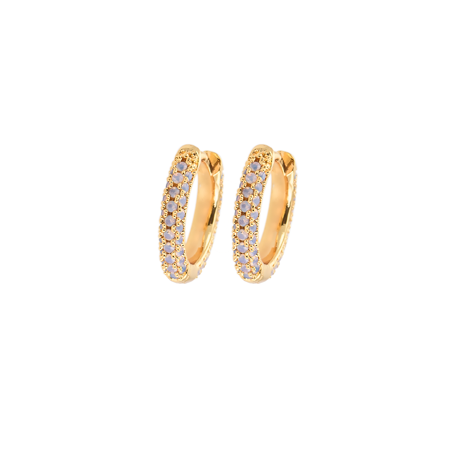 Emilia Small Stone Covered Hoops Frost
