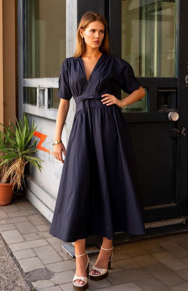 Maria Dress Marine Poplin