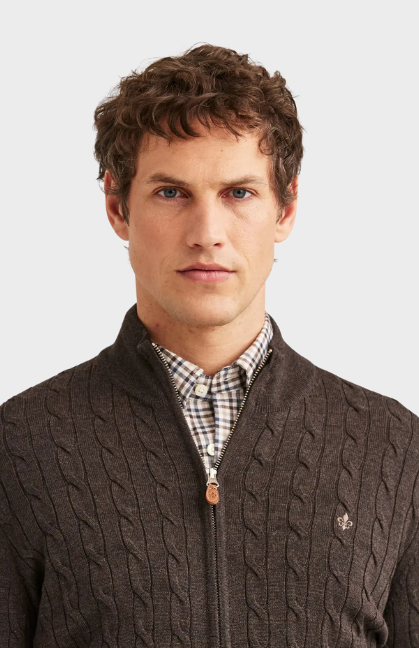 Merino Cable Zip Cardigan