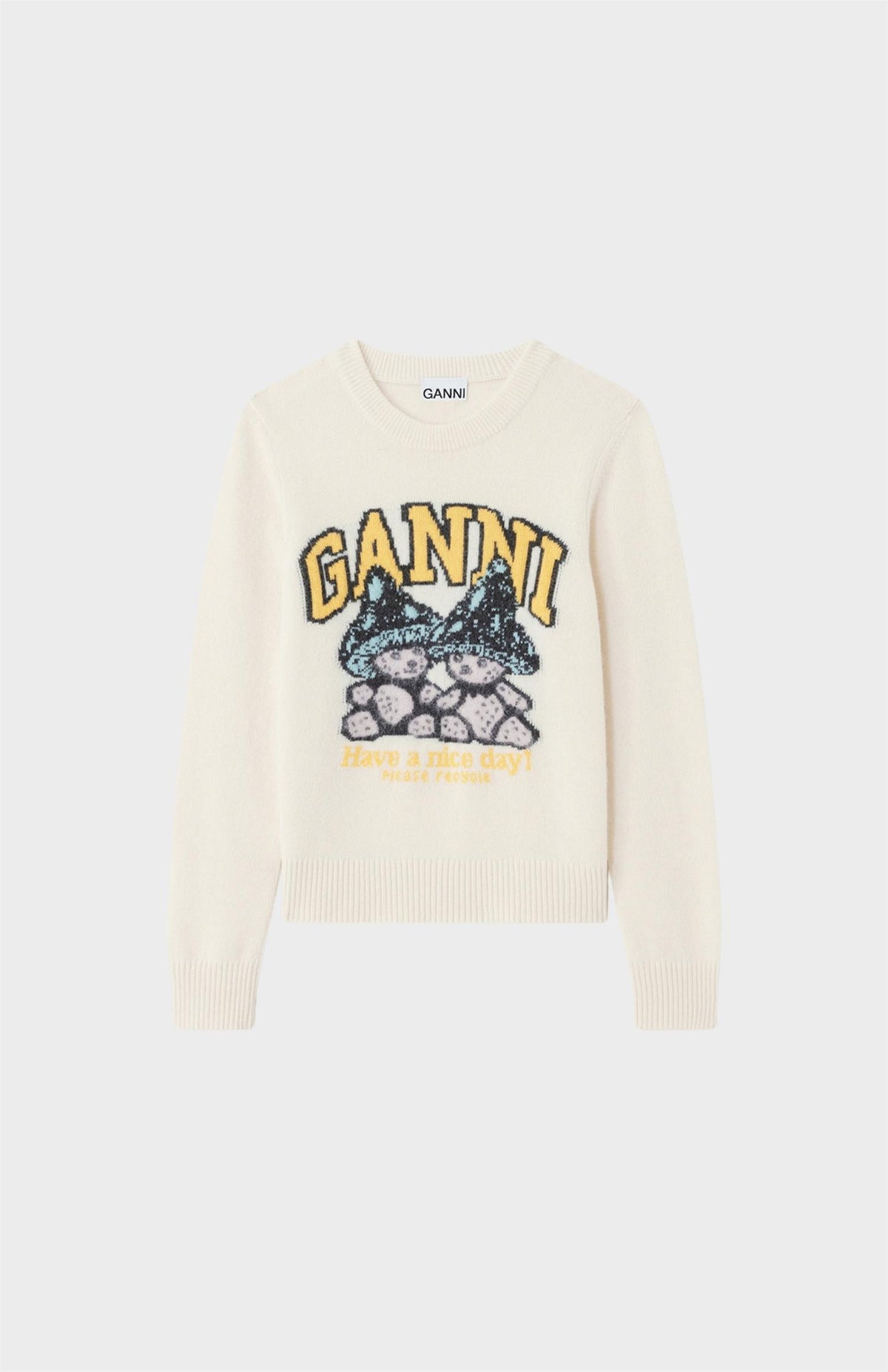 Graphic Wool Sweater Teddy Mushroom