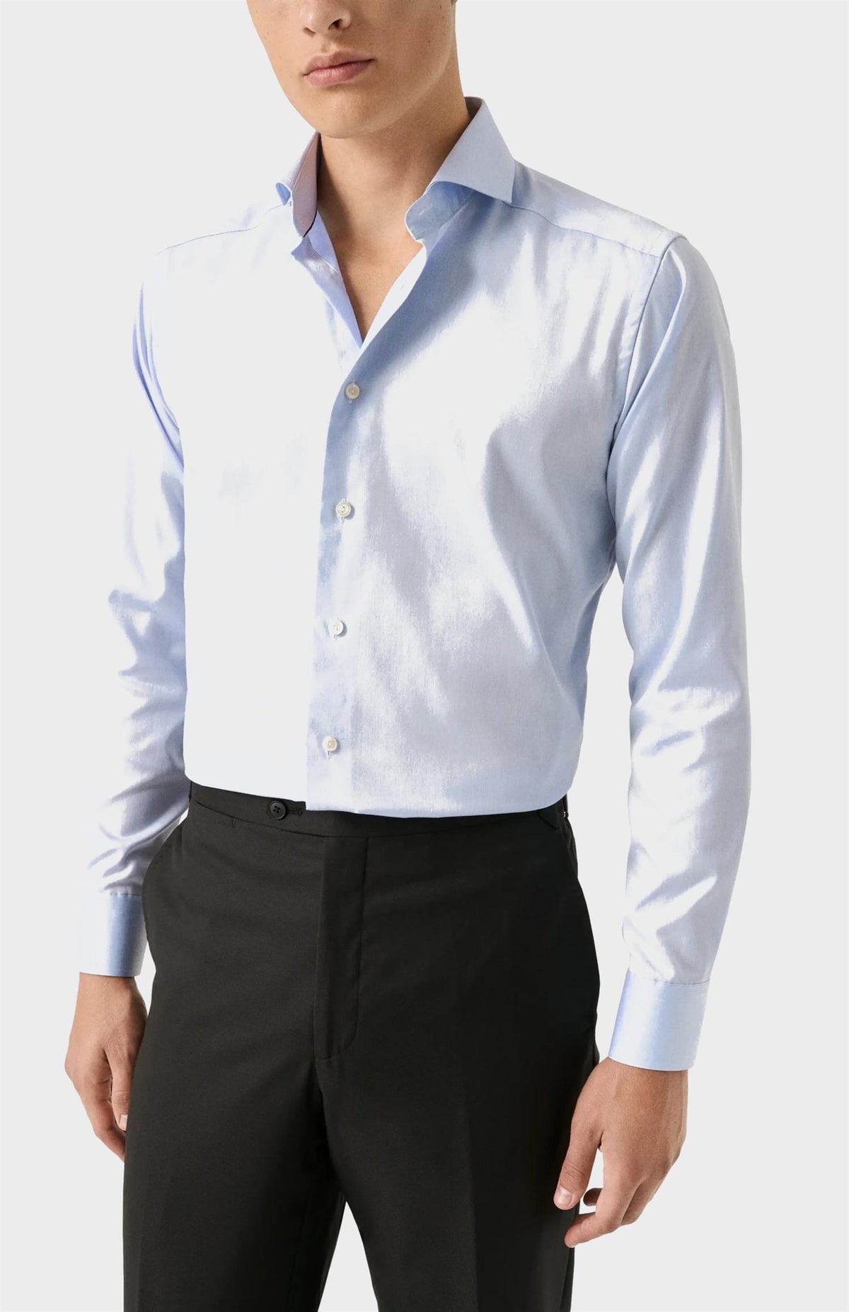 Light Blue Signature Twill Shirt - Extreme Cut Away