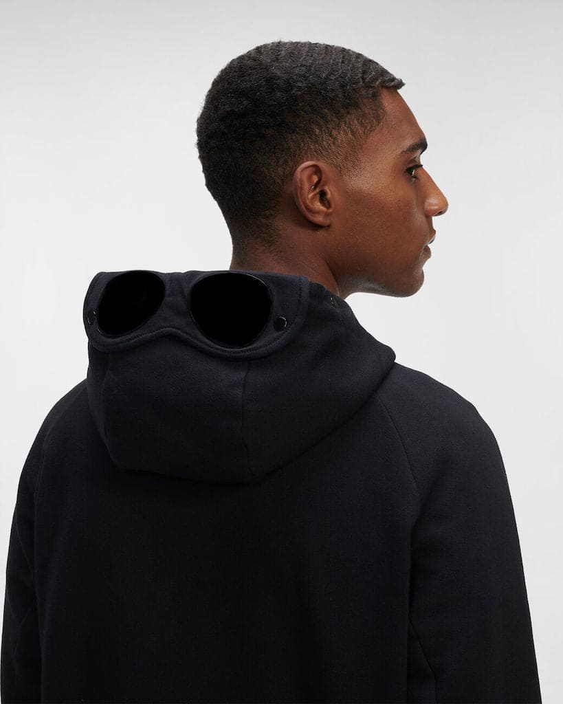 Diagonal Raised Fleece Goggle Zipped Hooodie