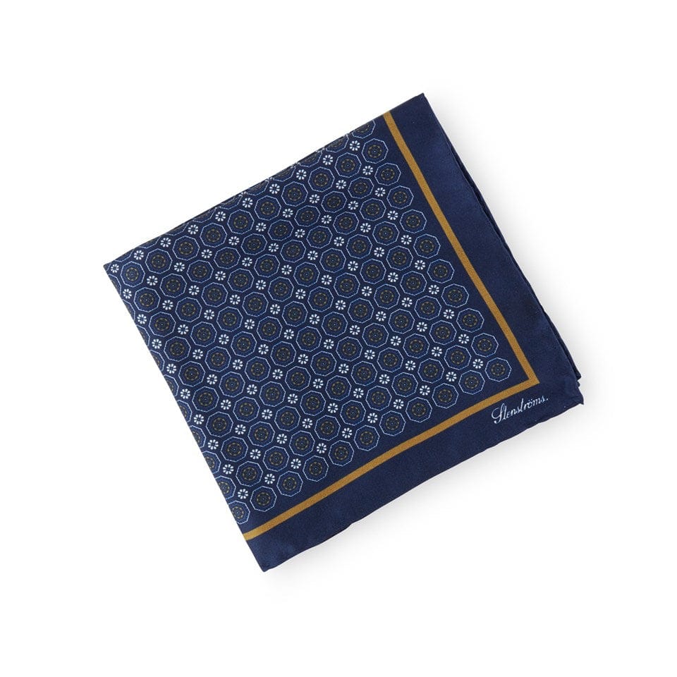 Geometric Medallion Hankie, Navy