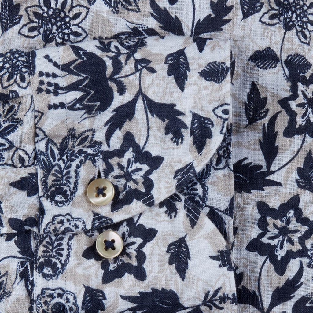 Flower Print Linnen Shirt Slim