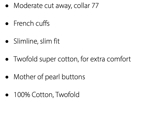 White Slimline Shirt With French Cuffs Extra Long Sleeve