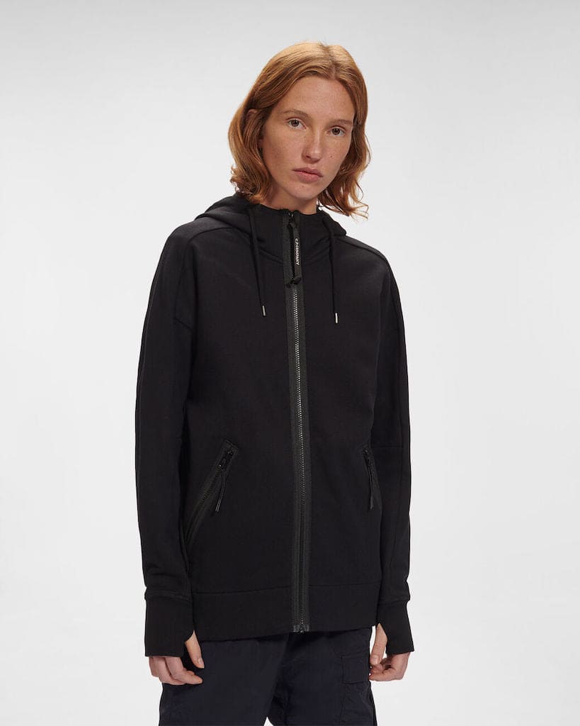 Diagonal Raised Fleece Goggle Zipped Hooodie