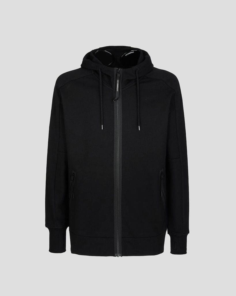 Diagonal Raised Fleece Goggle Zipped Hooodie