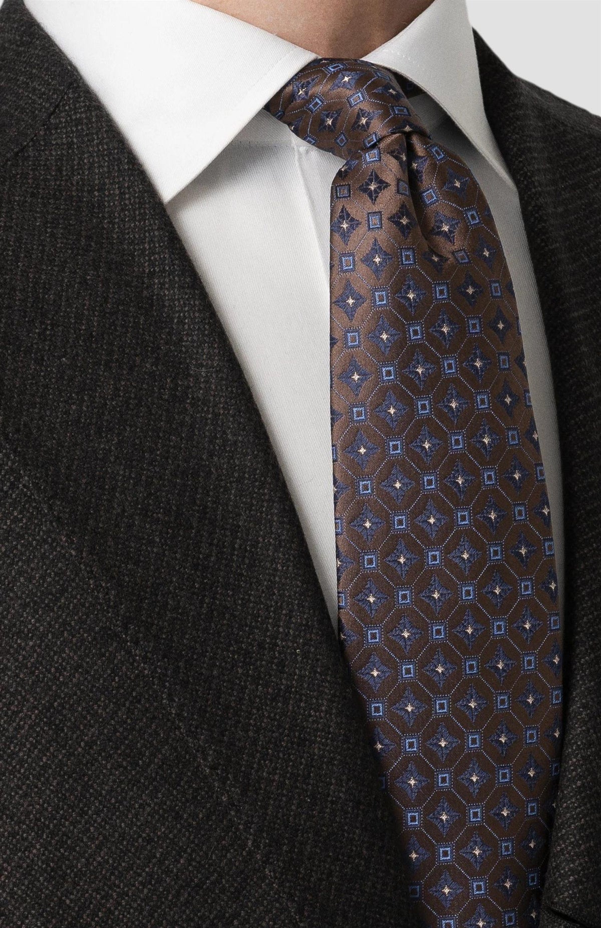 Brown Medallion Woven Silk Tie