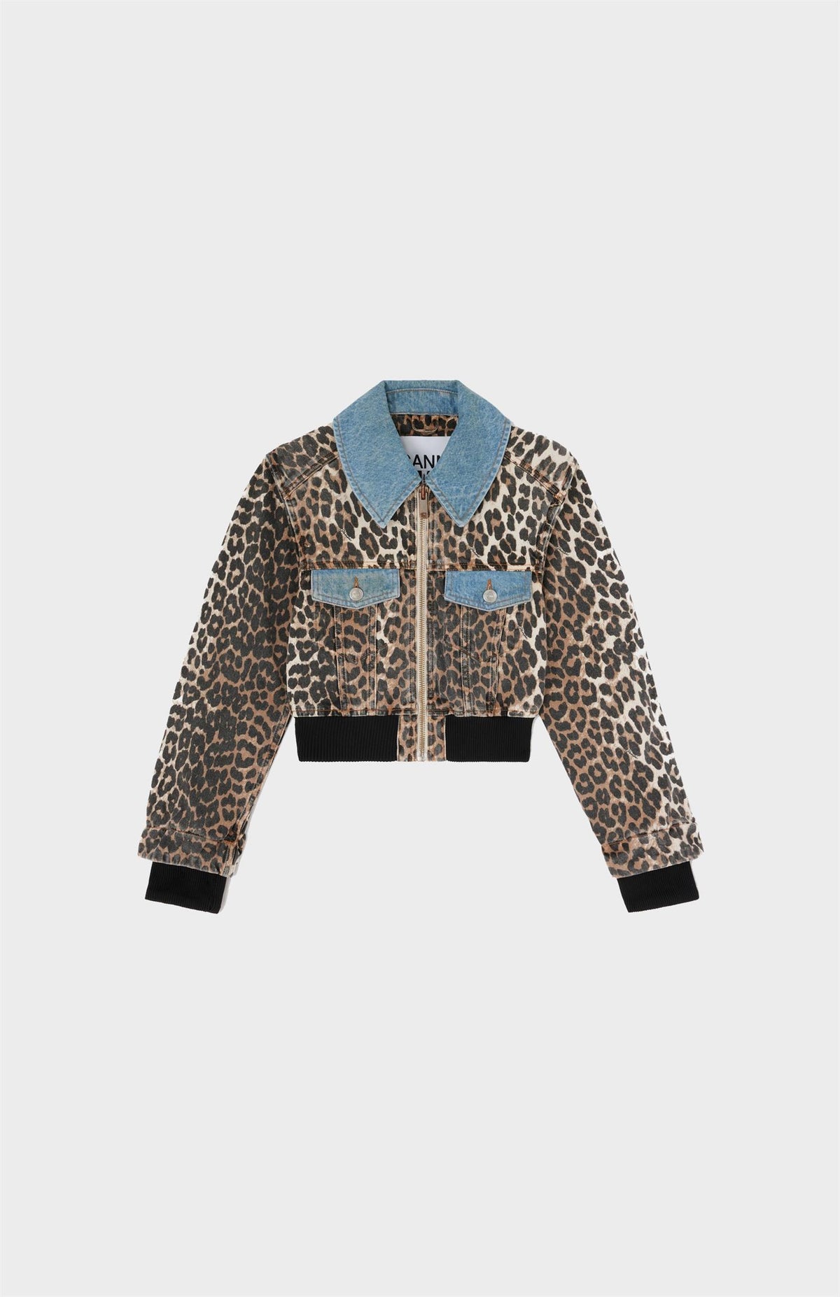 Print Denim small bomber Jacket