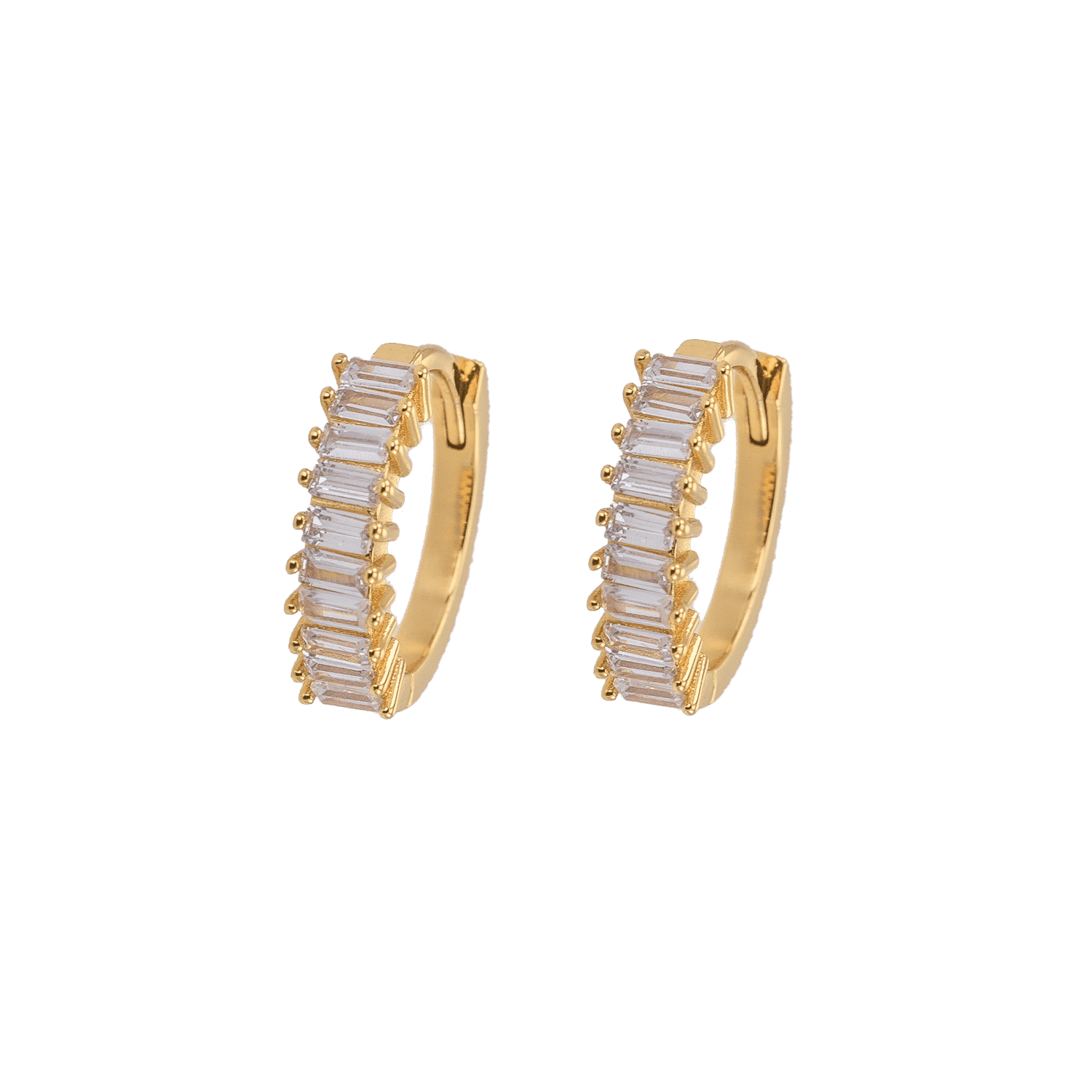 Emilia Medium squared stone hoops White