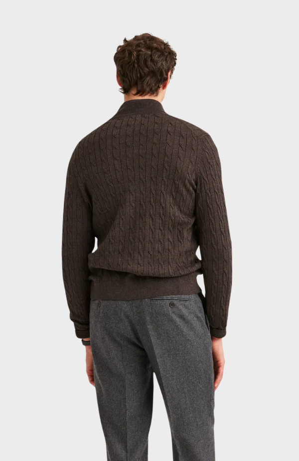 Merino Cable Zip Cardigan