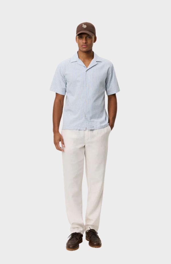 Lukas Stripe Cotton Linen SS Shirt