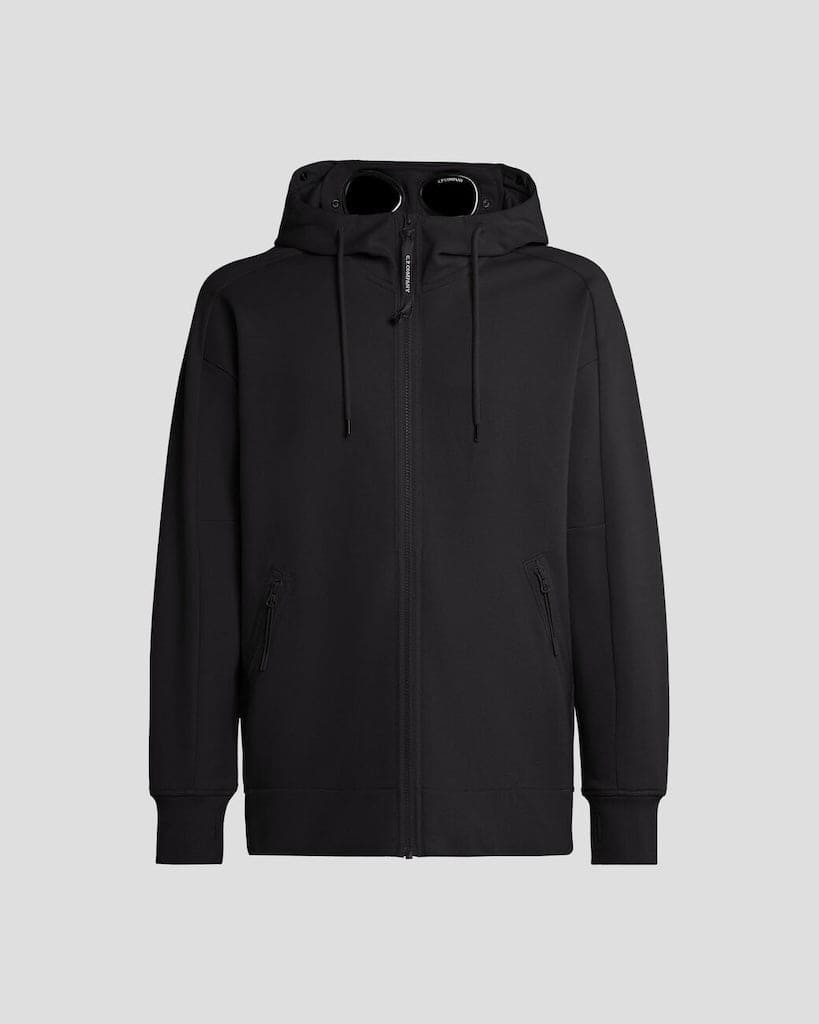 Diagonal Raised Fleece Zipp Google Hoodie