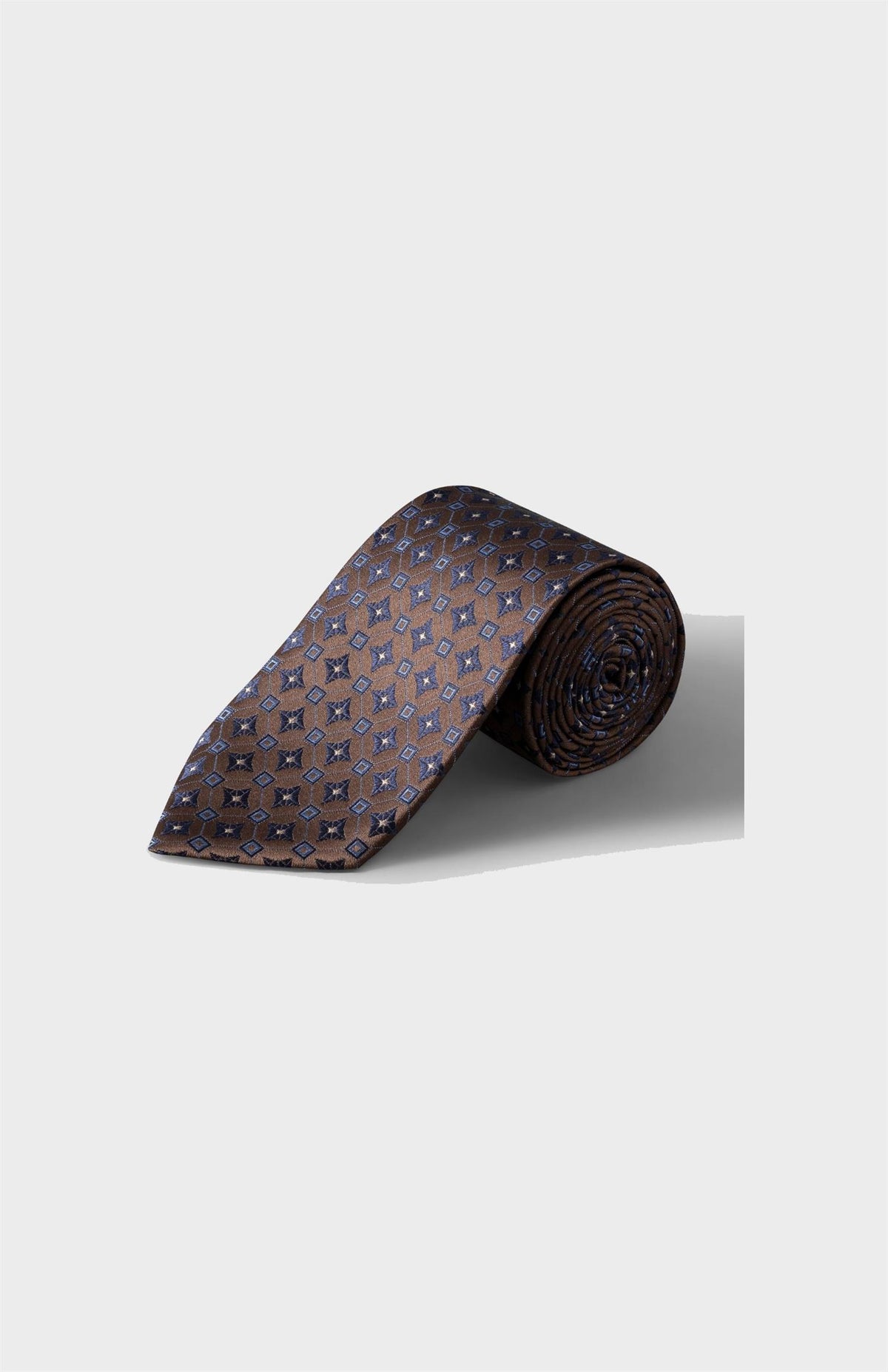 Brown Medallion Woven Silk Tie