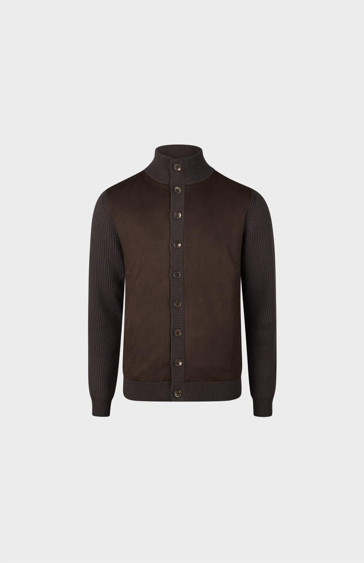 Cardigan Knitted Hybrid Buttoned Alcantara