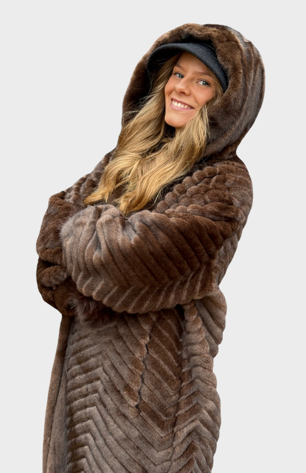 Alexandre Fuskepels Lang Kåpe Med Hette