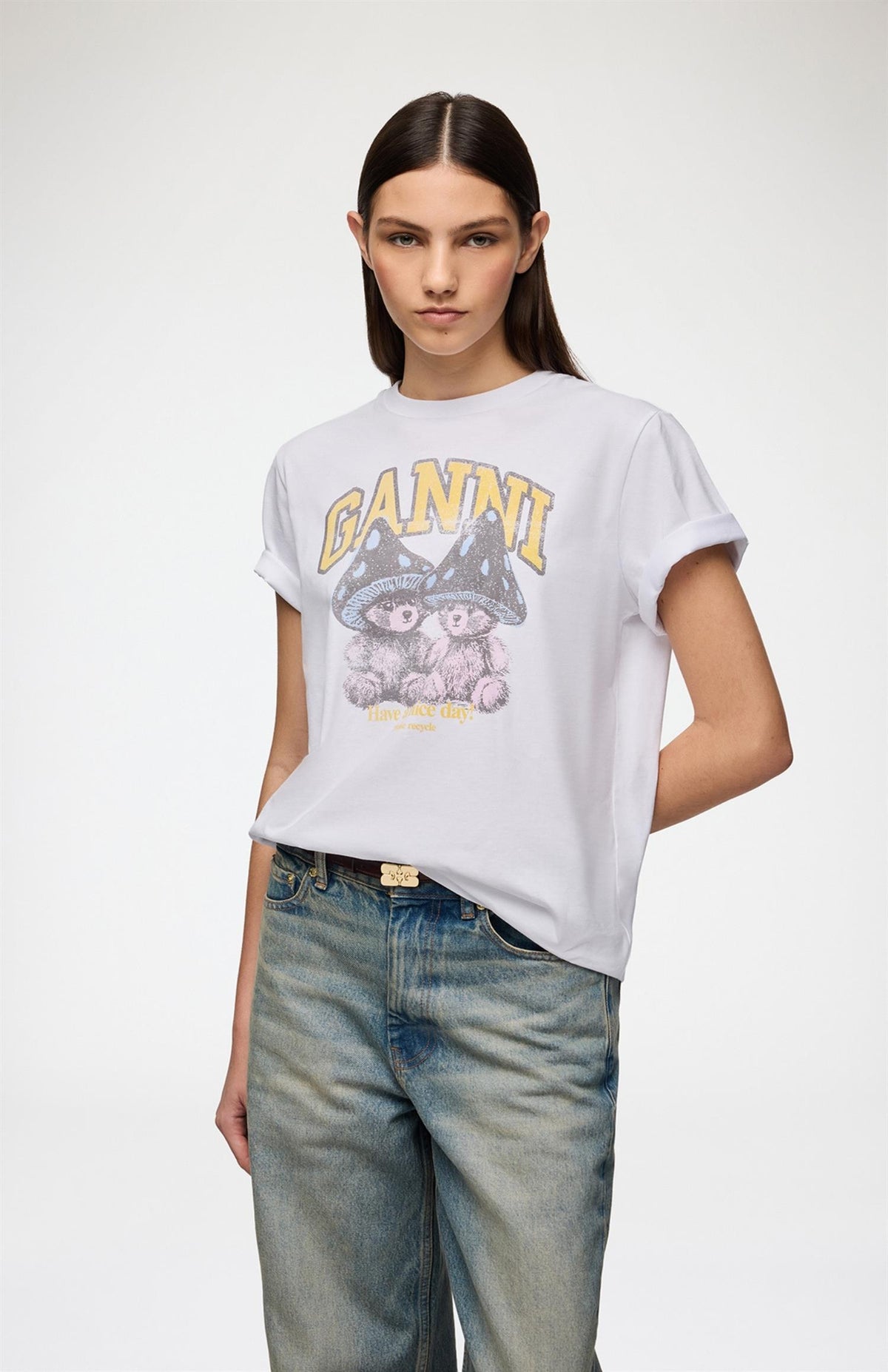 Basic Cotton Relaxed T-shirt Teddy Mushrooms