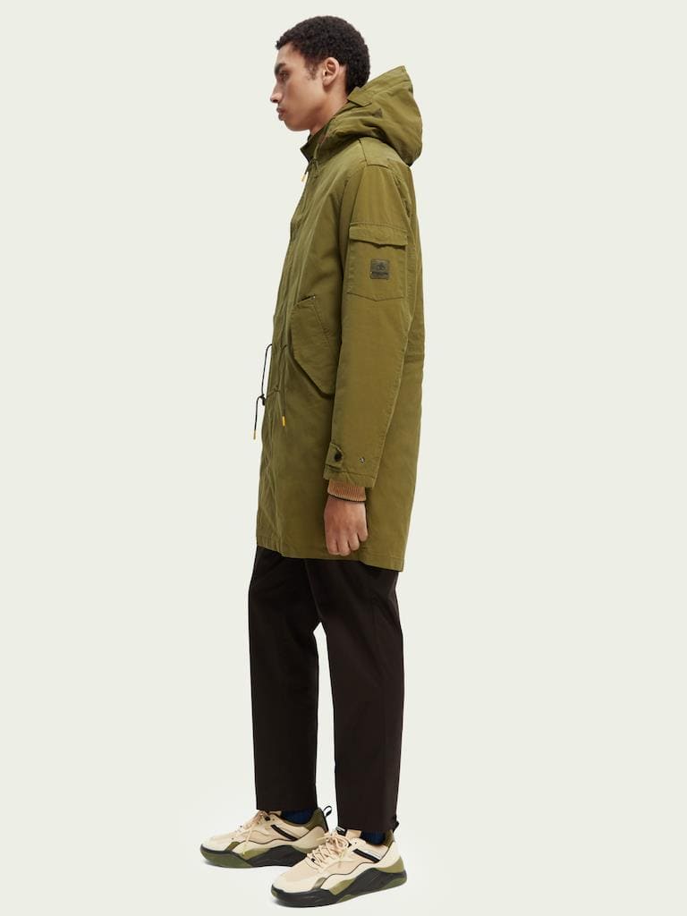 Parka jacket with teddy lining