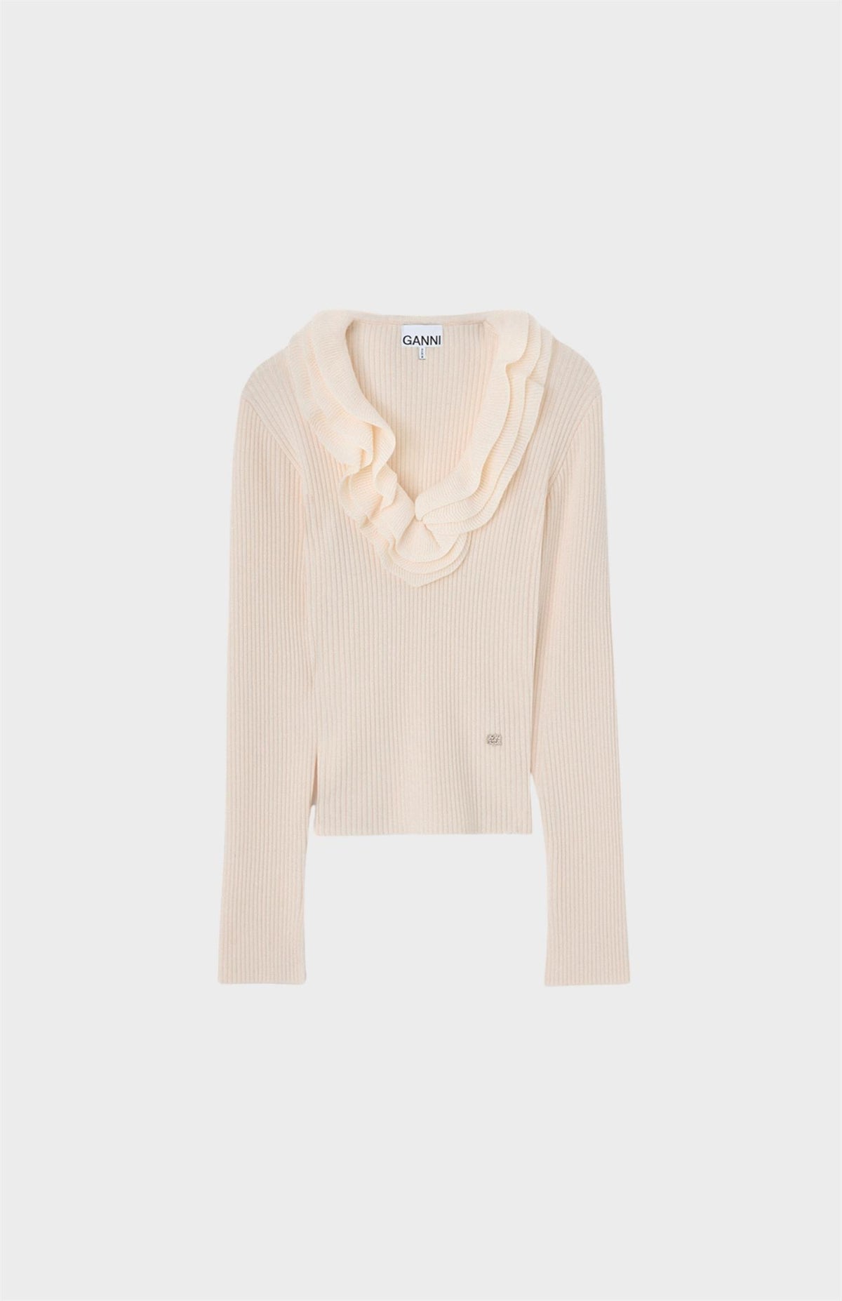 Ribbed Merino Frill Top