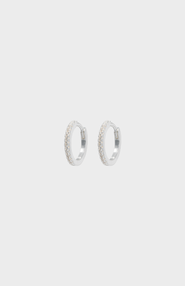 Emilia Medium Hoops Silver White