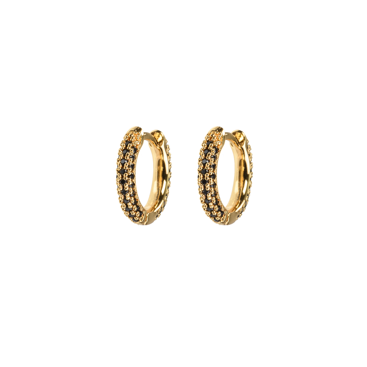 Emilia Small stone covered hoops Black