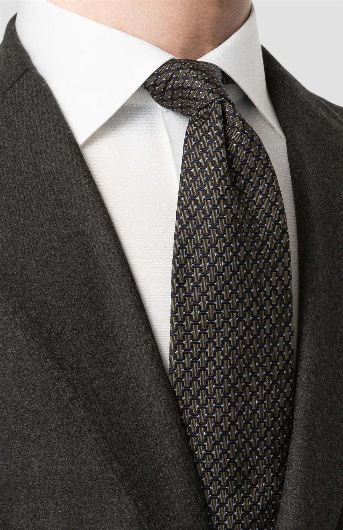 Dark green Geometric Woven Silk Tie