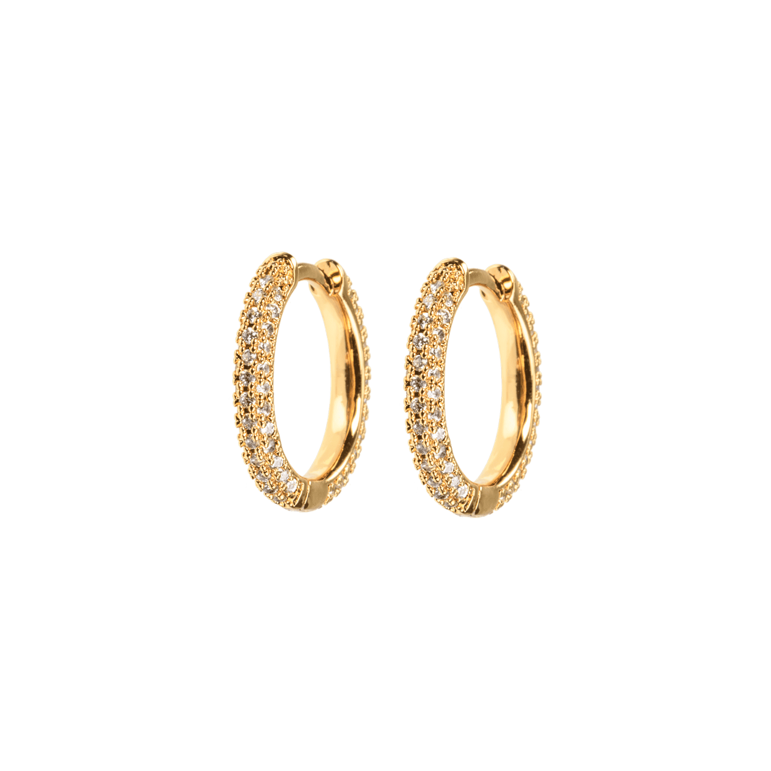 Emilia Medium stone covered hoops White