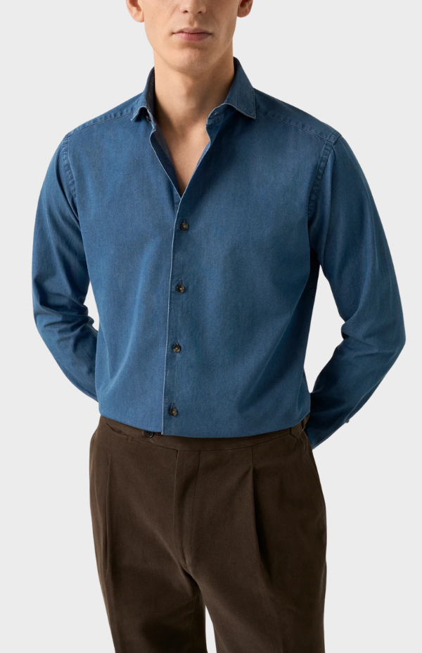Dark Wash Denim Stretch Shirt
