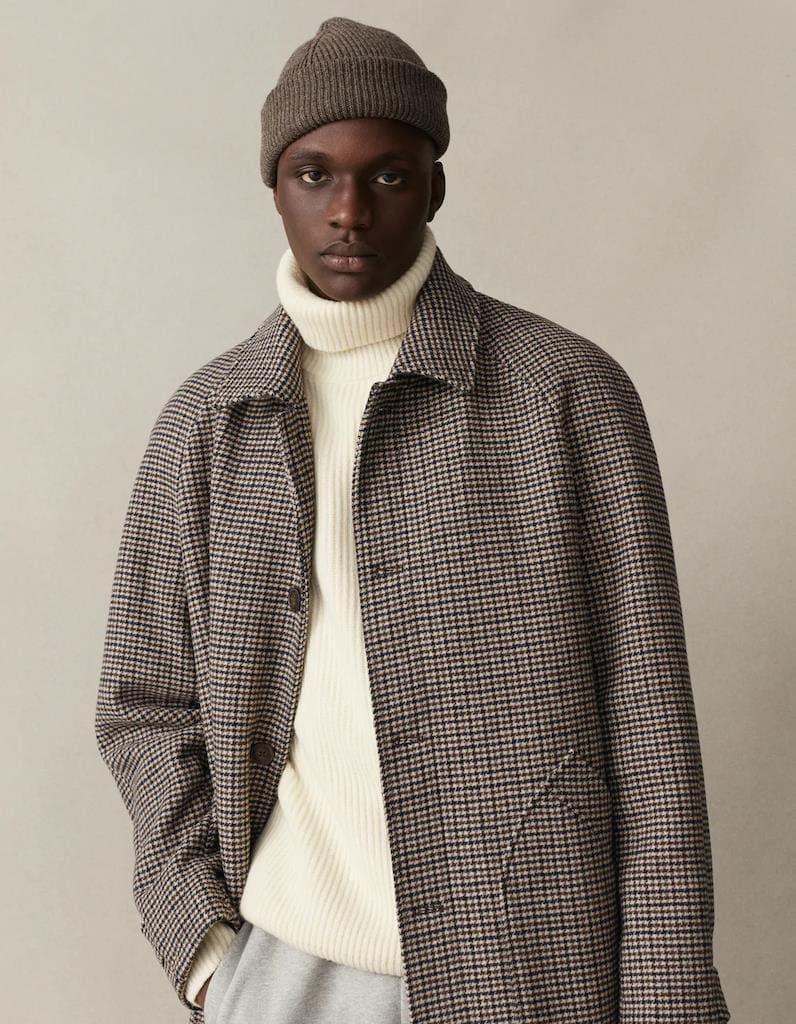 Michael Houndstooth Wool Coat