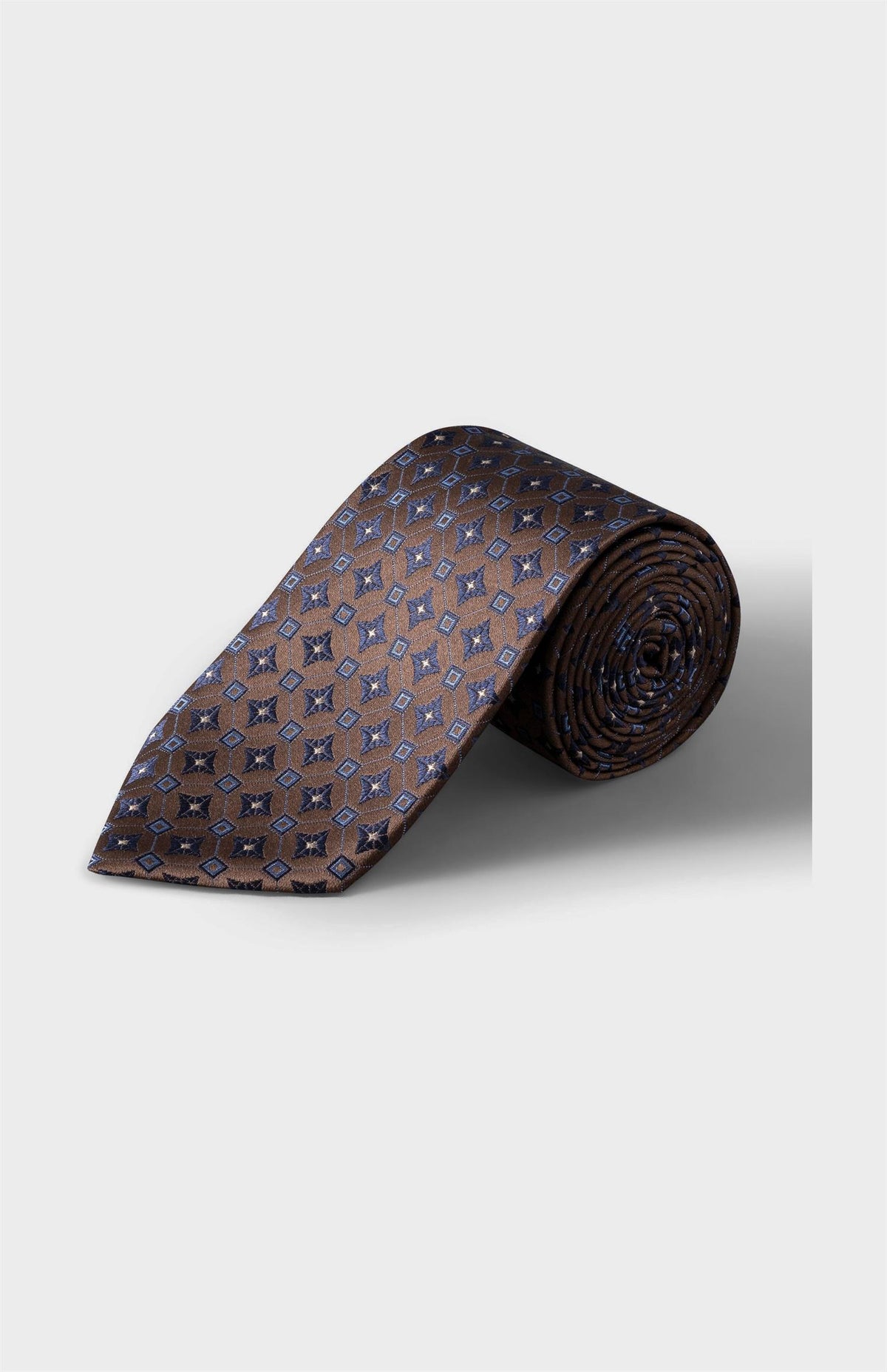 Brown Medallion Woven Silk Tie