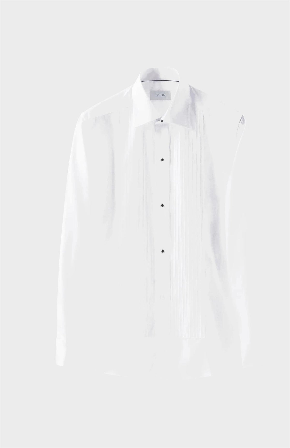 White Plissé Tuxedo Shirt Contemporary