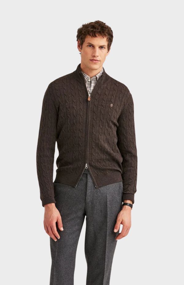 Merino Cable Zip Cardigan