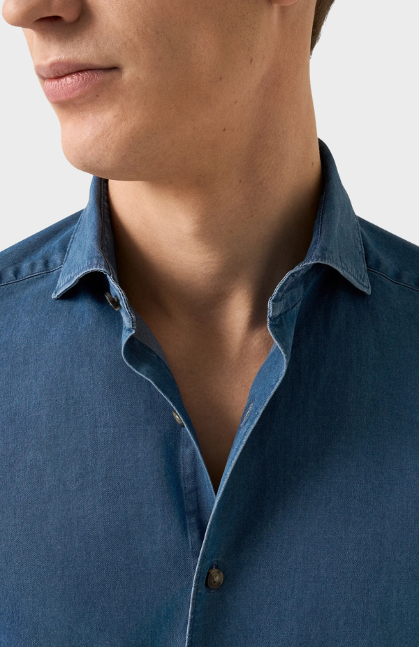 Dark Wash Denim Stretch Shirt