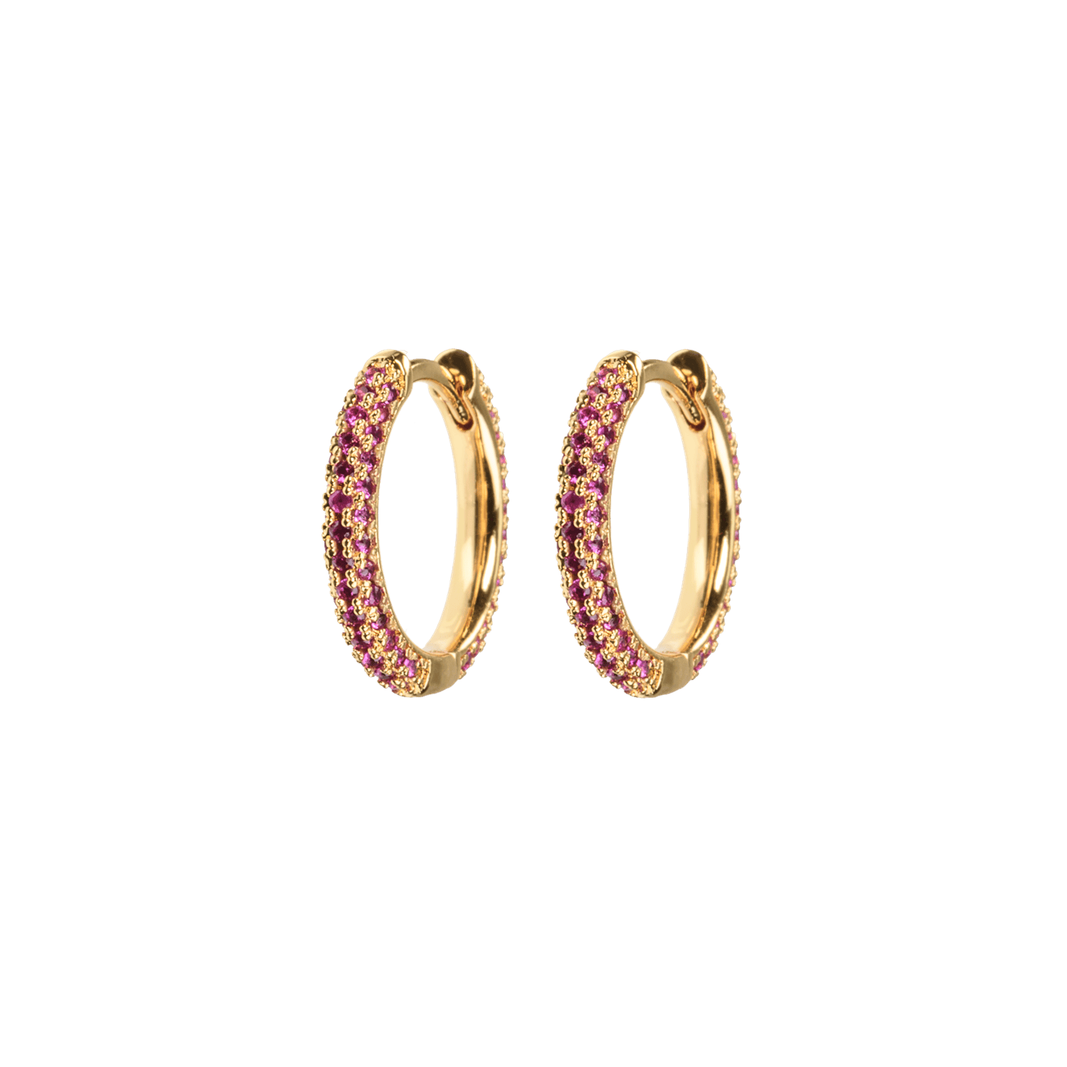 Emilia Medium stone covered hoops Cerise