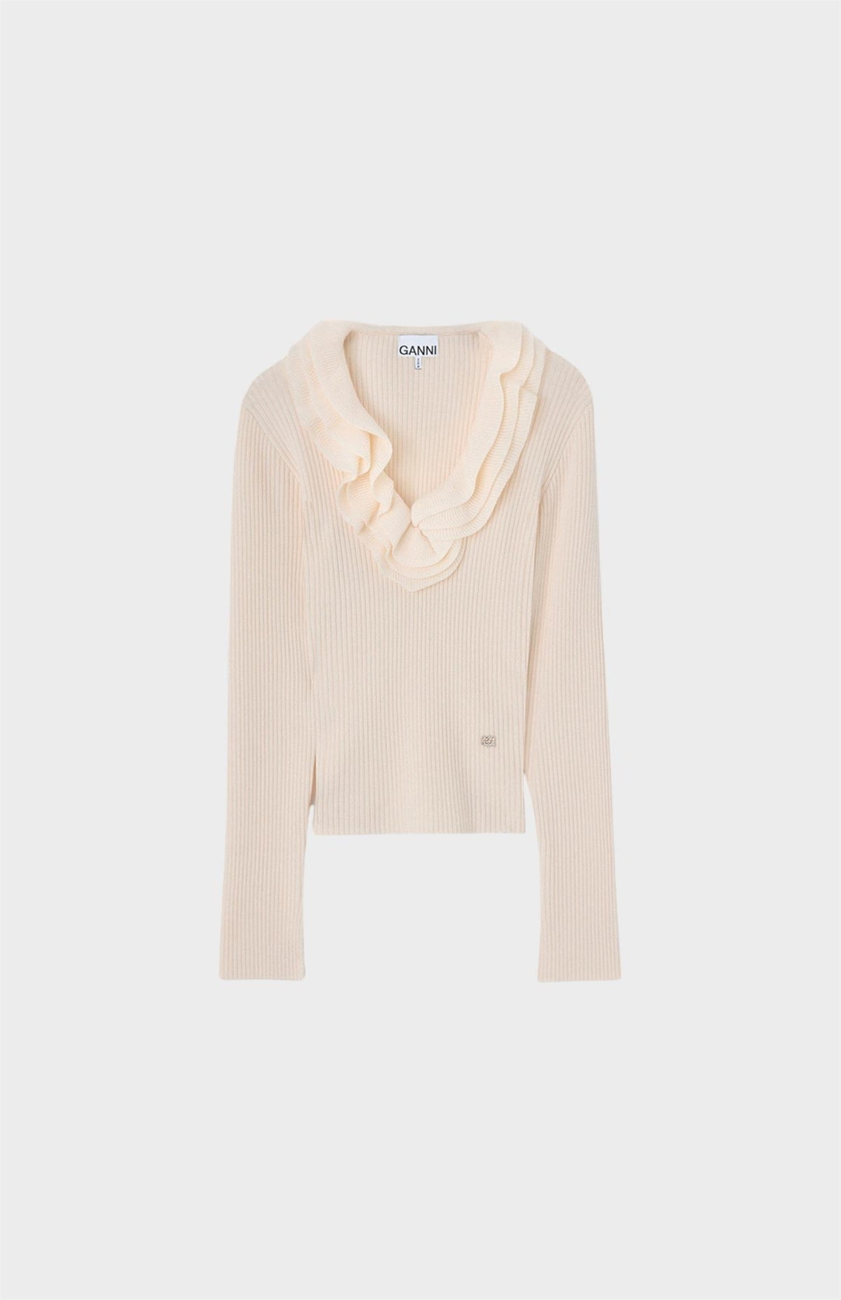 Ribbed Merino Frill Top