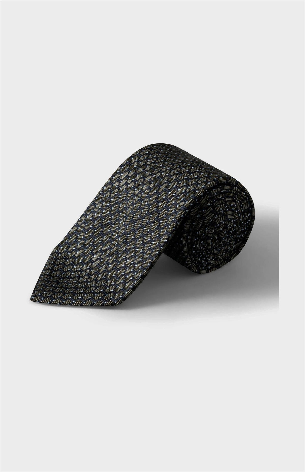 Dark green Geometric Woven Silk Tie