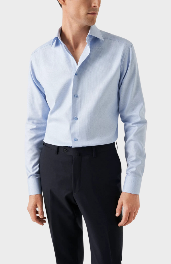 Light Blue Semi Solid Signature Twill Shirt