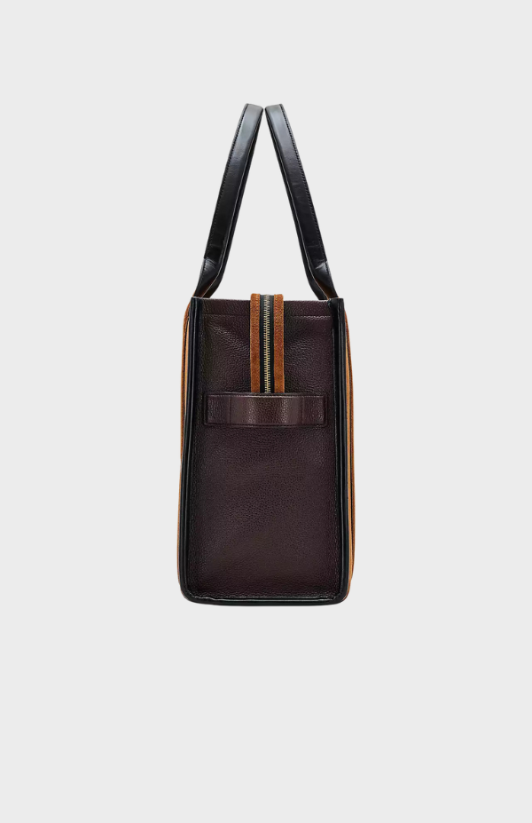 The Large Tote Suede Leather Blocked Copper