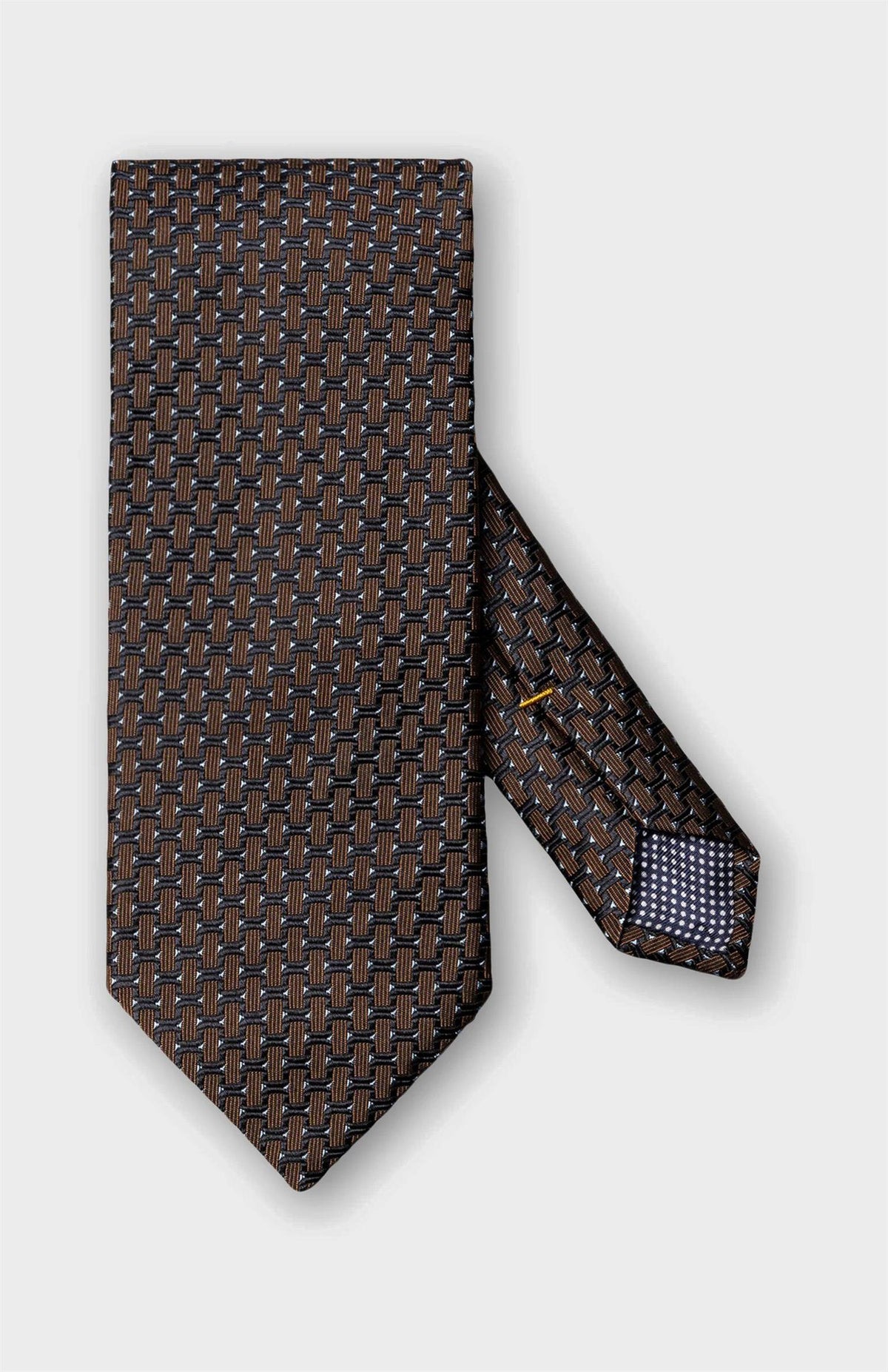 Brown Geometric Woven Silk Tie