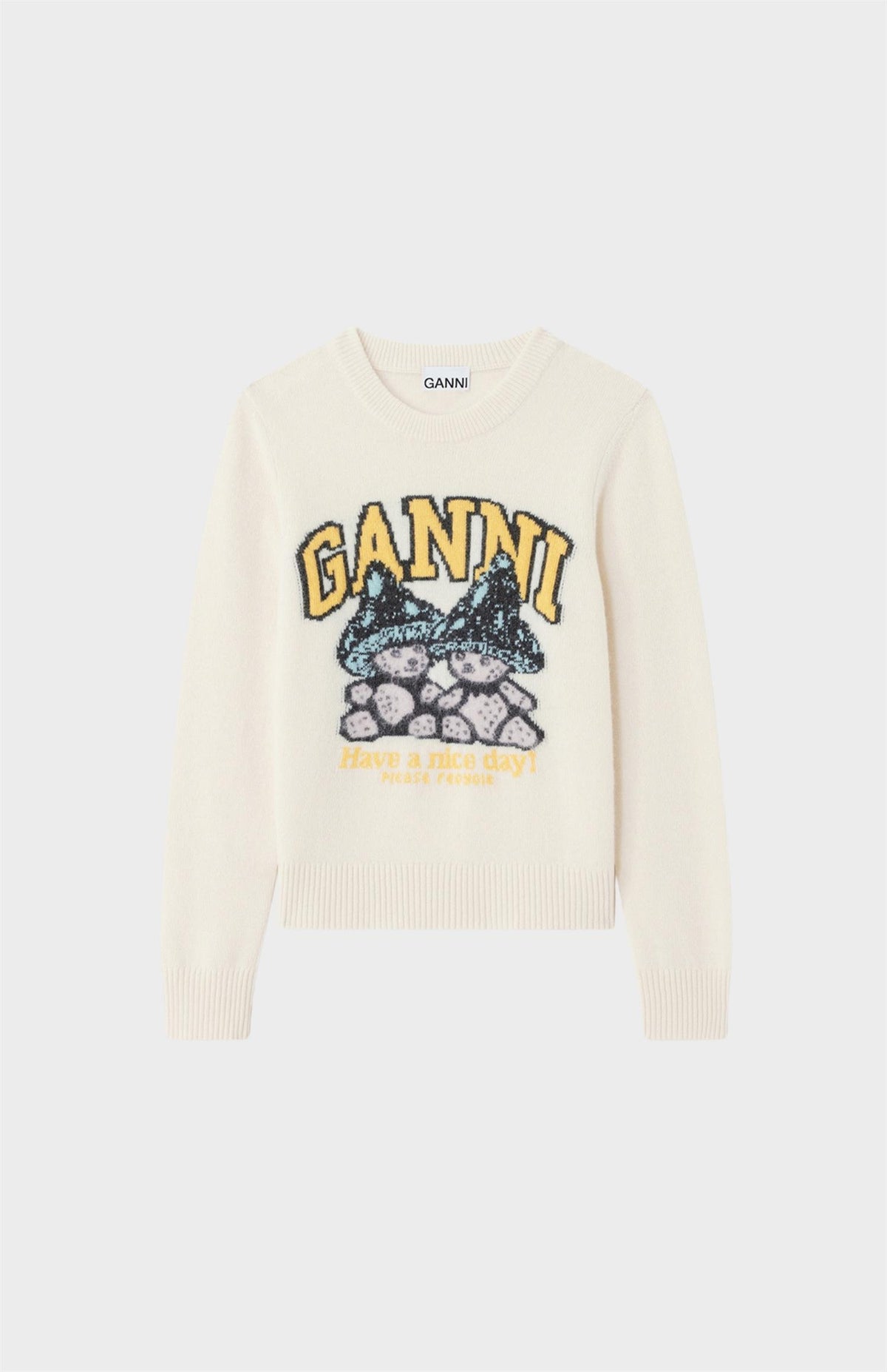 Graphic Wool Sweater Teddy Mushroom